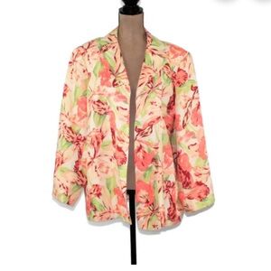 Parisian signature women’s size 10 P linen blend blazer fully lined floral print